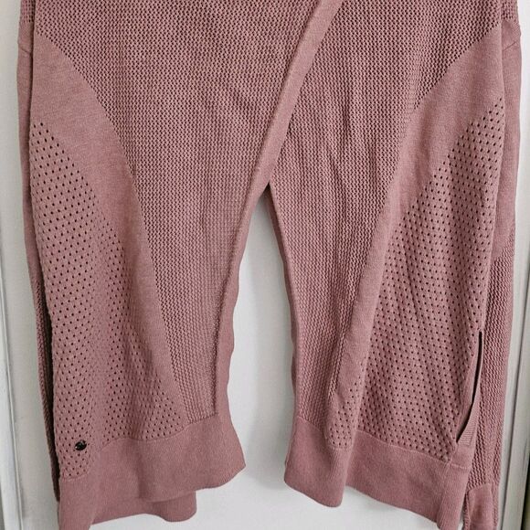 Lululemon Cardigan 8 Still Movement Wrap Heathered Quicksand Pink Sweater Hooded - Picture 6 of 9